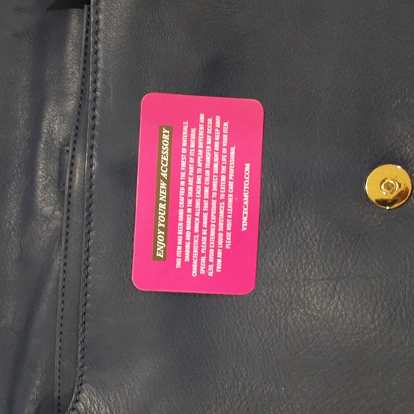 VINCE CAMUTO NAVY BLUE LEATHER CLUTCH PURSE AUTHENTIC - Picture 6 of 7